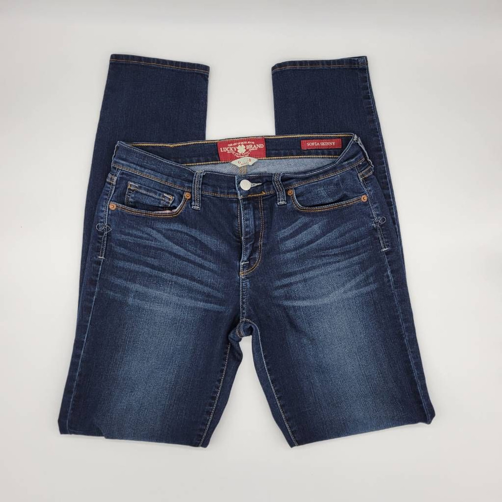 Lucky Brand Women's Sofia Skinny Jeans Blue Stretch Distressed Denim 6 28